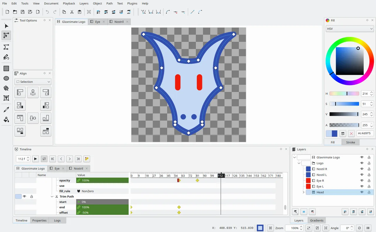 Glaxnimate interface