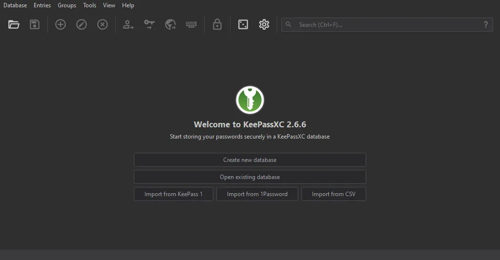 KeePassXC interface