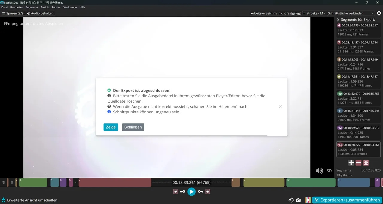 LosslessCut interface