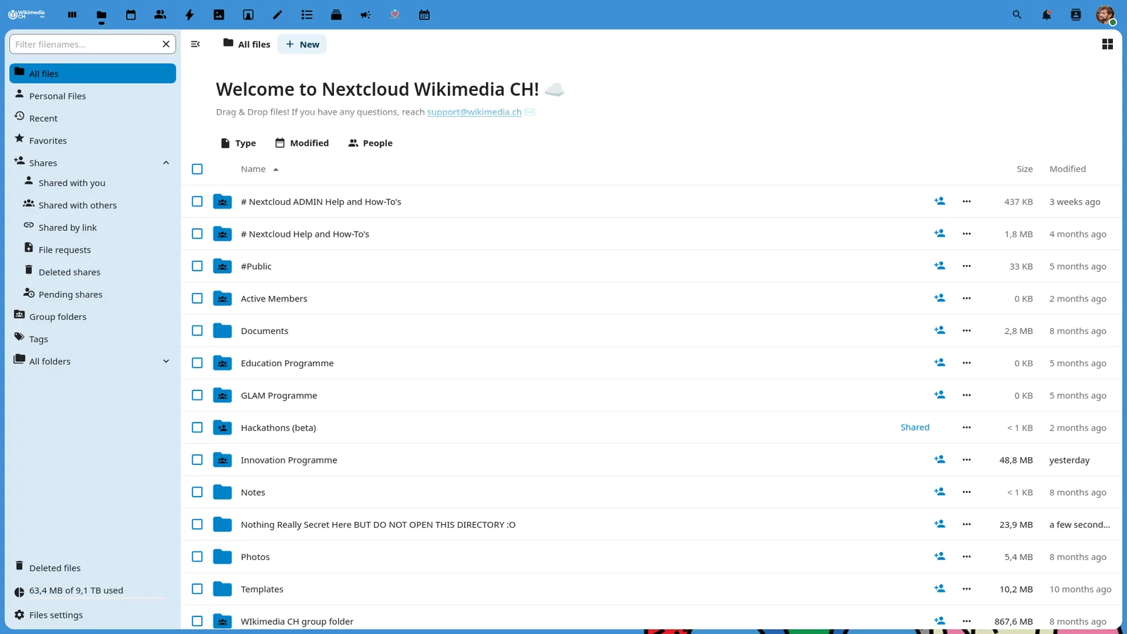 Nextcloud Files listing folders