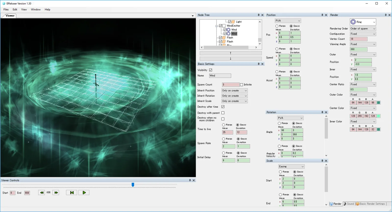 Effekseer editing a particle effect