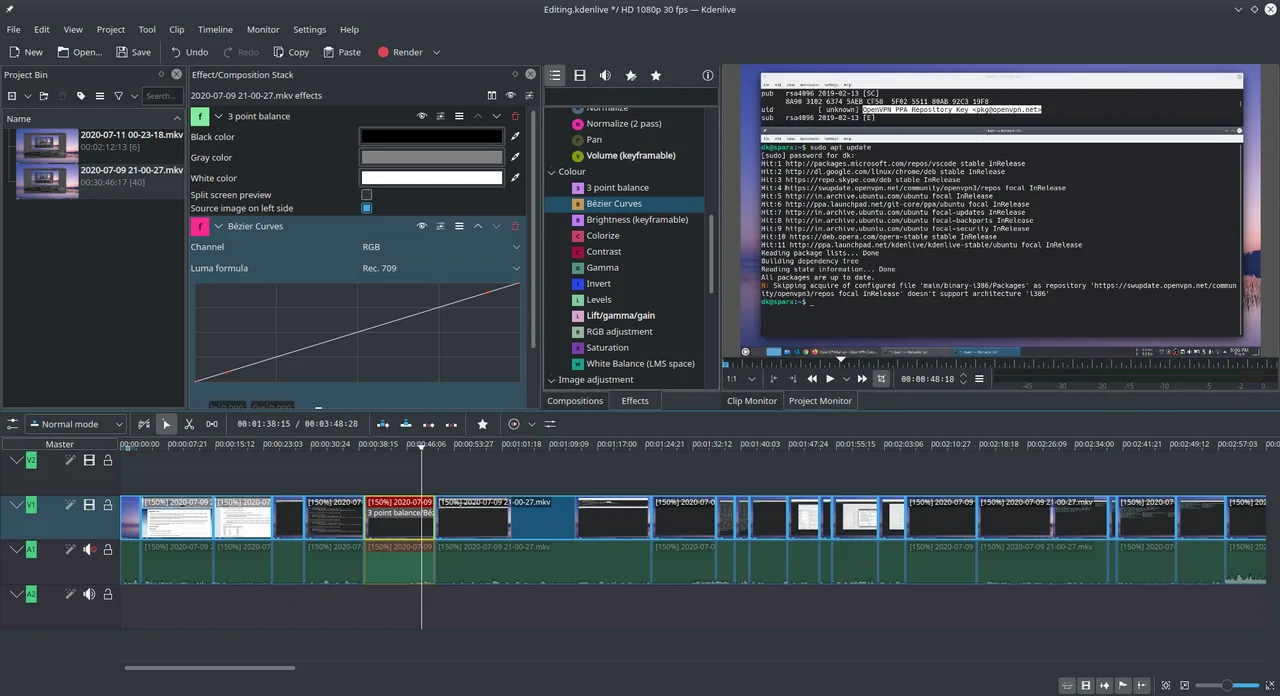Kdenlive interface