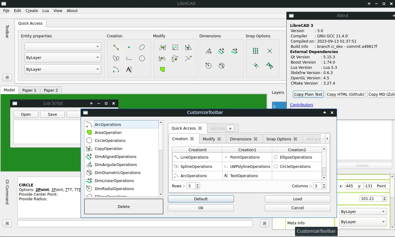 LibreCAD interface