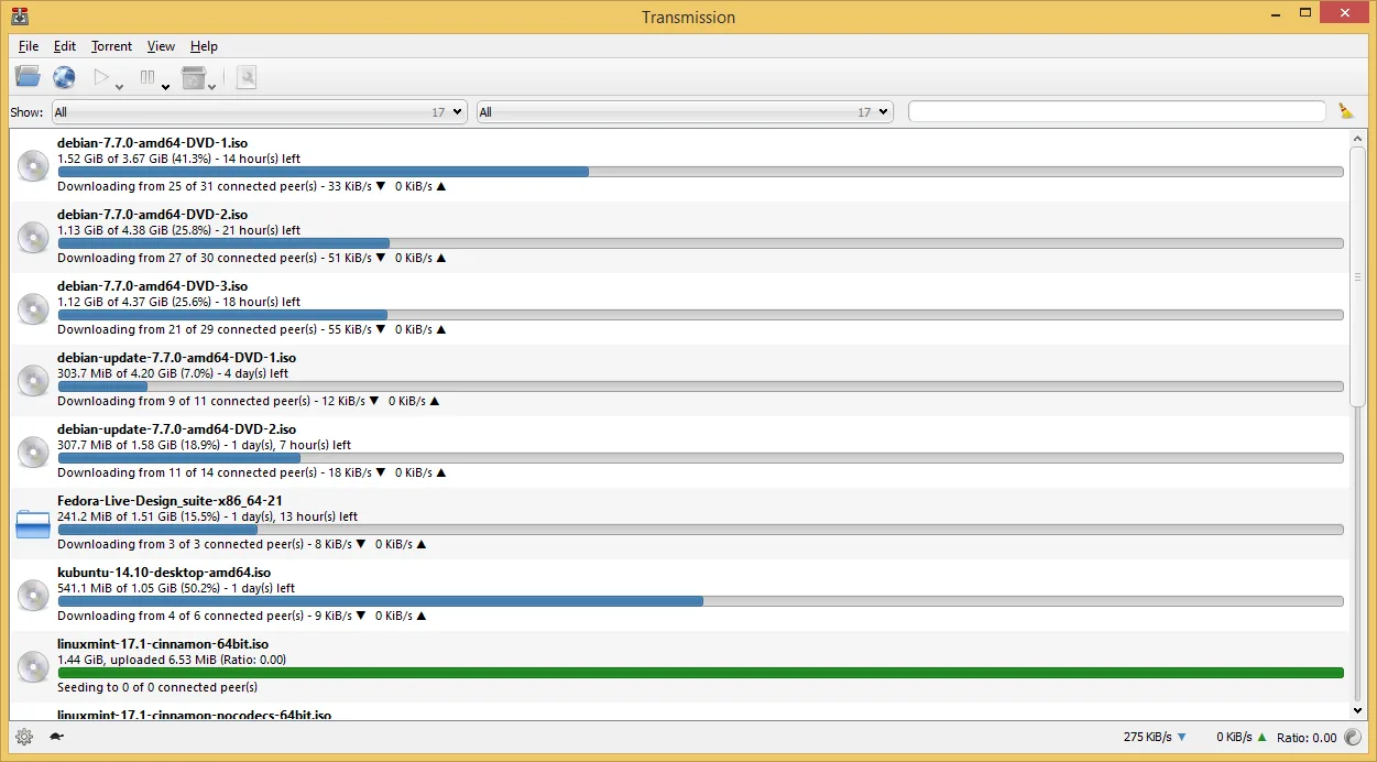 Transmission downloading Linux ISOs