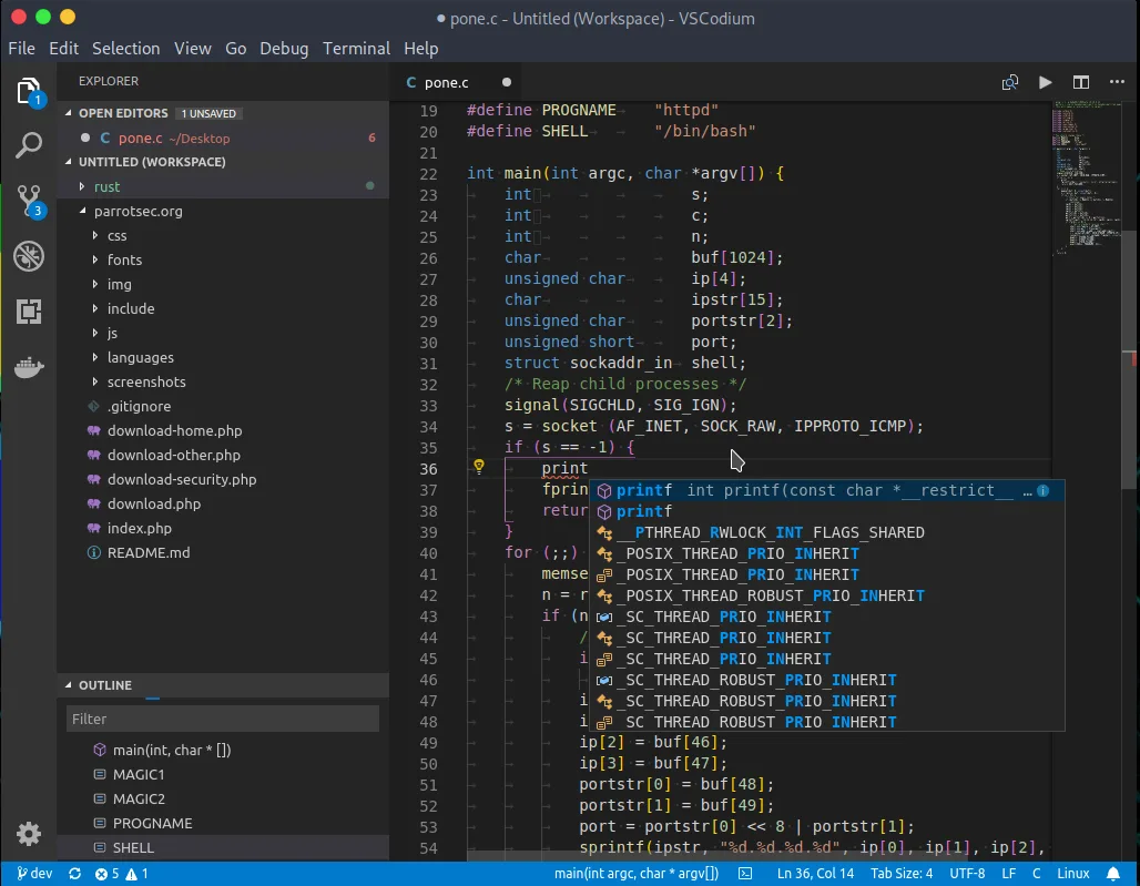 VSCodium interface