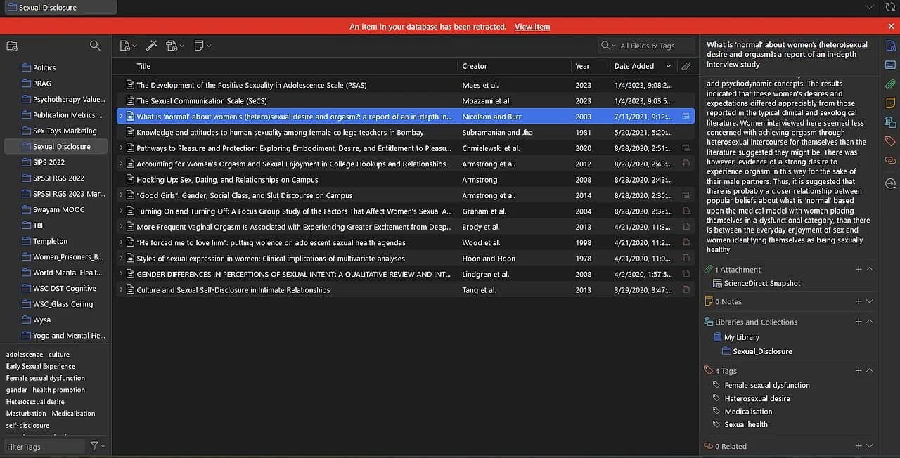 Zotero interface